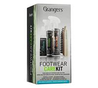 Grangers KIT Nettoyage Chaussure INCLUANT Un DEPERLANT, Un NETTOYANT, Un DESODORISANT ET Une Brosse 300 ML Noir