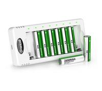 Granicell Kit de 8 Piles AA Rechargeables NiMH & Chargeur 8 Slots - Charge Rapide, Haute Performance