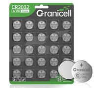 Granicell Lot de 25 piles bouton au lithium 3 V compatibles avec Apple AirTag CR2032 pour la sécurité des enfants, pour porte-clés, capteurs intelligents, balances, bougies et plus encore