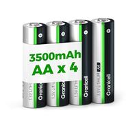 Granicell Lot de 4 piles AA au lithium 3500 mAh double A, 1,5 V, batterie au lithium AA, plus longue durée de vie pour lampe de poche, jouets