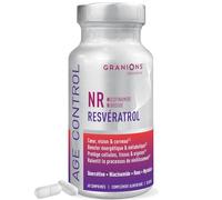 GRANIONS® AGE CONTROL | Anticiper et retarder le vieillissement - NR - Resvératrol - Quercétine - Rose -Myrobalan - cellules - métabolisme - cœur - vision - 60 Comprimés - Fabriqué en France