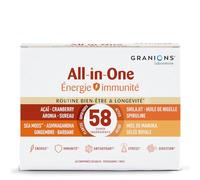 GRANIONS - All-In-One Energie Immunité - Bien Etre & Longévité, Energie, Immunité, Antioxydant, Stress, Digestion - Shilajit, Ashwagandha, Spiruline, Miel De Manuka, Gelée Royale, Super Greens, 1Mois