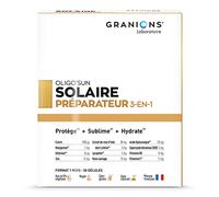 GRANIONS Bronzage, Préparateur gelule 2-EN-1, Complément alimentaire accelerateur bronzage sans soleil, Protège, Formule Enrichie en Pigments Naturels, Format 1 mois 30 Gélules, Made in France