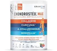 GRANIONS CHONDROSTEO+ MAX COLLAGENE 225g, Collagene et Acide Hyaluronique + Curcuma + Boswellia - Articulations, Muscle, Tendons, Cartilages, Os - Goûts Fruits des bois - 20 Jours