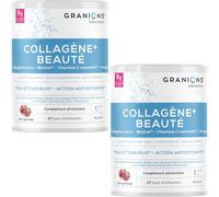 GRANIONS COLLAGENE +BEAUTE - Collagene Marin Poudre - Collagene et Acide Hyaluronique - Collagene Marin + Vitamine C + Biotine + Onagre - Beauté Peau et Cheveux - Grenade- Collagene Poudre 275g x2
