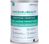 GRANIONS Collagene Marin Proteine Vegetale - Minceur & Beauté - Collagene Marin, Acide hyaluronique, Zinc, Vitamine C, Vitamine B12 - Coupe faim + Brule Graisse + Perte de poids -Goût chocolat, 375g