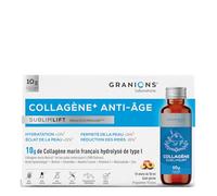 GRANIONS COLLAGENE SUBLIME LIFT SHOTS -10g de Collagene marin Hydrolysé de type I - Collagene et Acide Hyaluronique - Anti ride - Biotine Cheveux - Chute de Cheveux Femme | 10 shots de 50mL Goût Pêche