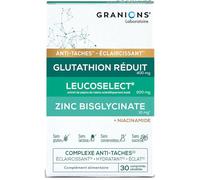 GRANIONS - COMPLEXE ANTI TACHE VISAGE - Glutathion, Vitamine C, Zinc bisglycinate, Selenium, Niacinamide - Éclat, Uniformité du Teint, Éclaircissant, Hydratant Visage - Fabriqué en France - 1 MOIS