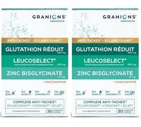 GRANIONS - COMPLEXE ANTI TACHE VISAGE - Glutathion, Vitamine C, Zinc bisglycinate, Selenium, Niacinamide - Éclat, Uniformité du Teint, Éclaircissant, Hydratant Visage - Fabriqué en France - 1 MOIS
