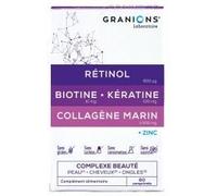 Granions Complément alimentaire Collagène marin Rétinol Biotine Kératine Zinc 60 comprimés