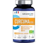 GRANIONS - Curcuma 6300 mg Bio - Articulations & Digestion - Curcumine 105 mg + Gingembre +Dginger + Poivre Noir Pipérine - Complément Alimentaire Bio Articulations - Adultes - 60 Gélules