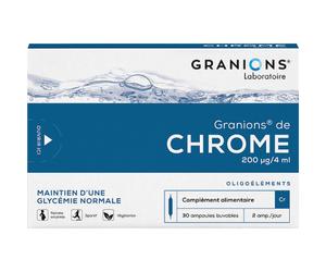 Granions De Chrome 200μg/j Pour Réguler L'Appetit Et La Gycémie Ampoules Buvables 30x4ml