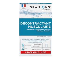 Granions - Decontractant Musculaire - Crampes - Magnesium - Lot x2-60 Cps | Apaise Les Crampes Musculaires, Atténue les Douleurs, Cuivre, Selenium, Vitamine B, Vitamine B12, Potassium