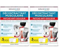 GRANIONS DECONTRACTANT MUSCULAIRE PATCHS ANTI-DOULEUR effet chauffant - Nuque, épaules, dos, lombaires, cuisses - 8 heures de chaleur diffuse et constante - action rapide - 5 patchs Dispositif médical