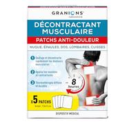 GRANIONS DECONTRACTANT MUSCULAIRE PATCHS ANTI-DOULEUR effet chauffant - Nuque, épaules, dos, lombaires, cuisses - 8 heures de chaleur diffuse et constante - action rapide - 5 patchs Dispositif médical