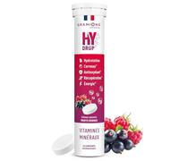 GRANIONS HYDROP Fruits Rouges - Pastilles Hydratation SANS SUCRES - Électrolytes Hydratation - Vitamines & Minéraux - Magnésium, Zinc - Fabriqué en France - 20 Pastilles Effervescentes