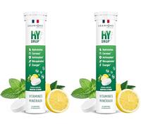 GRANIONS HYDROP Menthe Citron - Pastilles Hydratation SANS SUCRES - Électrolytes Hydratation - Vitamines & Minéraux - Magnésium, Zinc - Fabriqué en France - 20 Pastilles Effervescentes (Lot de 2)