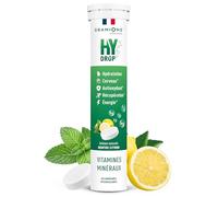 GRANIONS HYDROP Menthe Citron - Pastilles Hydratation SANS SUCRES - Électrolytes Hydratation - Vitamines & Minéraux - Magnésium, Zinc - Fabriqué en France - 20 Pastilles Effervescentes