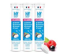 GRANIONS HYDROP - Pastilles Hydratation - Framboise/Cassis - Enrichi en Collagène - SANS SUCRES - Fabriqué en France - Electrolytes Hydratation - Vitamines, Minéraux - Pack X3-60 cps Effervescents
