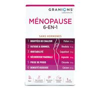 GRANIONS MENOPAUSE 6-EN-1 1 MOIS | Menopause bouffee de chaleur et poids - ménopause perte de poids - Bouffees de chaleur, fatigue, irritabilité, perte de poids, densité osseuse - 60 comprimés