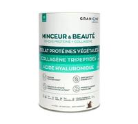 GRANIONS Collagene Marin Proteine Vegetale - Minceur & Beauté - Collagene Marin, Acide hyaluronique, Zinc, Vitamine C, Vitamine B12 - Coupe faim + Brule Graisse + Perte de poids -Goût chocolat, 375g