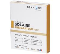 GRANIONS Bronzage, Préparateur gelule 2-EN-1, Complément alimentaire accelerateur bronzage sans soleil, Protège, Formule Enrichie en Pigments Naturels, Format 1 mois 30 Gélules, Made in France