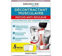 GRANIONS DECONTRACTANT MUSCULAIRE PATCHS ANTI-DOULEUR effet chauffant - Nuque, épaules, dos, lombaires, cuisses - 8 heures de chaleur diffuse et constante - action rapide - 5 patchs Dispositif médical