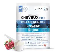 PRO KERACYS Cheveux 4 en 1 GRANIONS | Biotine Cheveux - Complement Alimentaire Cheveux - Collagene Marin, Biotine, Selenium, Keratine, Zinc, Vitamine B6 - Pousse Cheveux - Goût Grenade - 300g