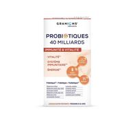 GRANIONS Probiotiques 40 Milliards - Probiotique Immunité & Vitalité 11 Souches - Probiotique Système Immunitaire, Énergie, Vitalité - Vitamine C Liposomale, Vitamine D3, Zinc - 20 Jours