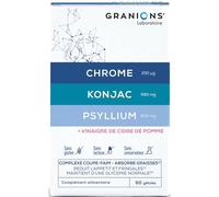 Granions - Psyllium, Chrome, Konjac, Vinaigre De Cidre - 60 Gélules | Complément Alimentaire Avec Konjac, Psyllium, Nopal, Chrome Et Vinaigre De Cidre - Fabriqué En France
