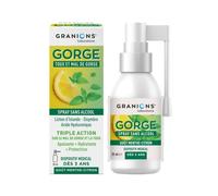 GRANIONS SPRAY GORGE |Toux et Mal de Gorge - Sans Alcool - Triple action apaisante, hydratante et protectrice - Dispositif médical - Dès 3 ans, pour toute la famille Arôme Menthe-Citron - 20 mL