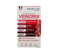 GRANIONS - VEINOMIX FORT - Retention d'eau drainant puissant - Circulation Sanguine Jambes - Vigne rouge + Vitamine C + Vitamine E - Vigne rouge Circulation - Jambes Lourdes - 30 comprimés - 1 mois