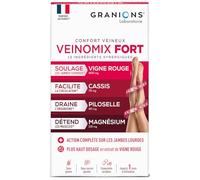 Granions Complément alimentaire Veinomix Fort – Vigne rouge, Vitamine C et E – 30 comprimés