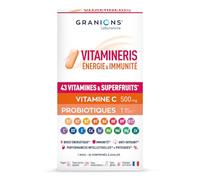 GRANIONS - Vitamineris Energie & Immunité - Énergie & Défenses Immunitaires - Vitamine C 500 mg + Vitamine D + Zinc + Vitamine B12 - Adultes - 30 Comprimés