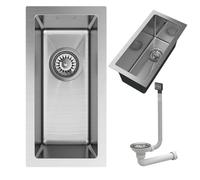 Granitan Évier de Cuisine en Acier Inoxydable avec Siphon 21,8x43,8 cm - Évier encastrable en Acier Silvo22 - avec trou pour Robinet - Chrome