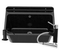 Granitan Évier de vidange pour garage, cave, atelier - Bac de lavage universel avec siphon, mitigeur de lavabo et distributeur de savon pour évier de cuisine - Lavabo mural en polypropylène - 61 x 41