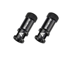 Granite Juicy Nipples Bouchons Démonte-Obus Valve Presta (Noir) | alliage 6061, finition anodisée moletée, fait aussi bouchon anti-poussière, vendus par paire