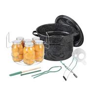 Granite Ware Pot de 8 pièces en émail noir moucheté avec kit d'outils de mise en conserve et support. Fournitures de mise en conserve Kit de démarrage Fournitures de mise en conserve