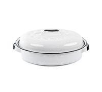- cocotte ovale roaster 4l - blanche - acier émaillé, ultra-légère, facile à nettoyer