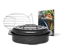 - Cocotte Roaster petit format - Acier émaillé - Ovale - 2,2L - Ultra-légère - Grille de cuisson en inox + Livre de 35 recettes