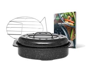 GRANITEWARE - Cocotte Roaster en acier émaillé - Petit format - Grille inox + livre de recette