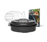- Cocotte Roaster petit format - Acier émaillé - Ovale - 2,2L - Ultra-légère - Grille de cuisson en inox + Livre de 35 recettes