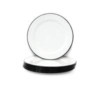 Graniteware - Lot de 6 assiettes en acier émaillé - 27cm - Blanc