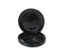 Graniteware - Lot de 6 assiettes en acier émaillé - 27cm - Noir