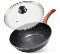 Granitpfanne Wok mit Glasdeckel BLACK&WOOD 28 cm