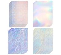 Granmagazz Lot de 36 feuilles holographiques holographiques transparentes en vinyle holographique Format A4 Autocollant Film irisé 4 styles mélangés