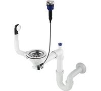 GRANMASTER Siphon automatique à 1 chambre peu encombrant avec trop-plein - Bonde pour évier - Raccordement sur la partie inférieure : panier à tamis 1 1/2" Valve excentrique 3 1/2" 30 x 25 x 35 cm