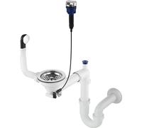 Granmaster Siphon d'évier de cuisine automatique à 1 chambre avec trop-plein - Bonde d'écoulement pour évier fabriquée en Italie Raccord en bas : panier à tamis 3 1/2" - 30 x 25 x 35 cm