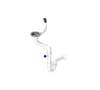 GRANMASTER Siphon Évier de cuisine Manuel 1 chambre Siphon compact - Syphon - Bonde d'écoulement pour évier - Fabriqué en Italie - Raccordement par le dessous : 1 1/2" Panier-crépine Valve excentrique