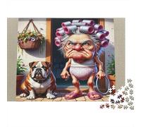 Granny drôle avec Curlers Puzzle 1000 Pièces Carton Premium pour Couples, Entraînement De Concentration, Loisir en Intérieur, pour Habitants D’Appartements 38x26cm/1000pcs